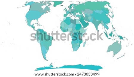 World map with Countries in World Wagner VII Projection