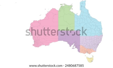 Australia Map with local government areas or LGA by States and terrotories