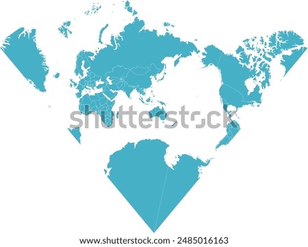 World map in Asia South Lambert Conformal Conic Projection