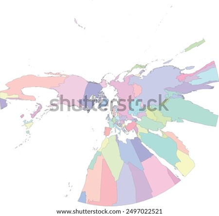 World Map in North Pole Gnomonic Projection