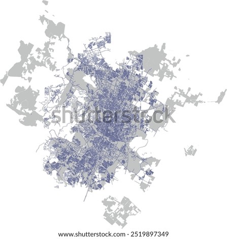 US Texas Travis County Austin City map with Sidewalks