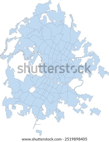 US Texas Travis County Austin City Neighborhoods map