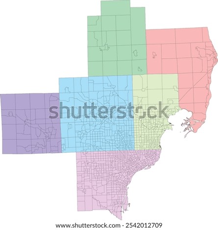 US Michigan State Detroit City map in Michigan Detroit–Warren–Dearborn MSA Census Tracts