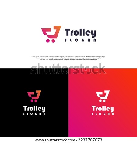 Letter trolley logo design concept bussines internet, Letter Shoping cart Logo design template