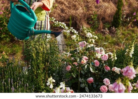 Similar – Image, Stock Photo Gardening with watering can, spade and shovel