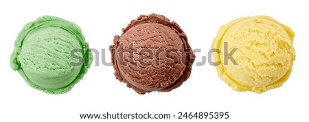 Similar – Image, Stock Photo Ice cream scoop in spoon and waffle cones on table