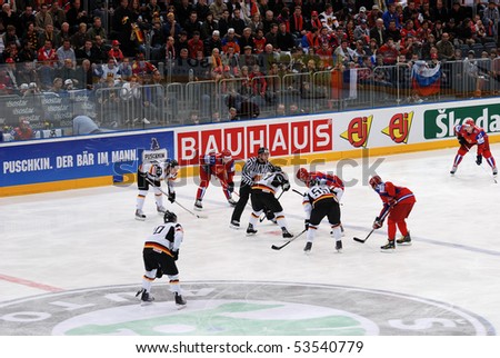 COLOGNE- MAY 15: Hockey IIHF World Championship Germany VS. Russia May 15, 2010 in Cologne, Germany