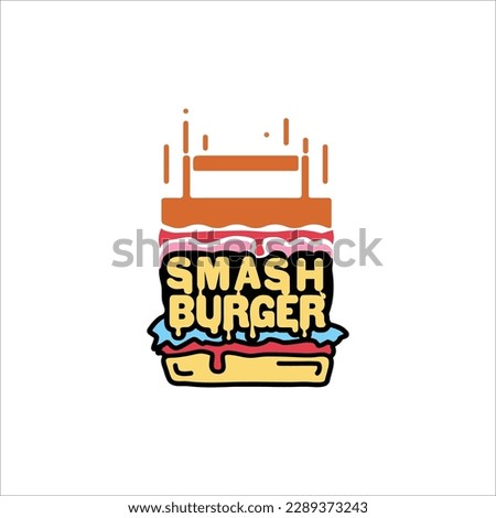 Smash burger Illustration logo design