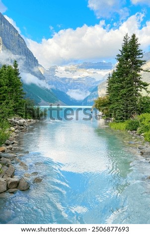 Similar – Image, Stock Photo Picturesque scenery of lake and road