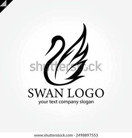 swan logo,goose or duck icon design vector in trendy and abstract luxury line outline style