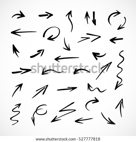 hand-drawn arrows, vector set