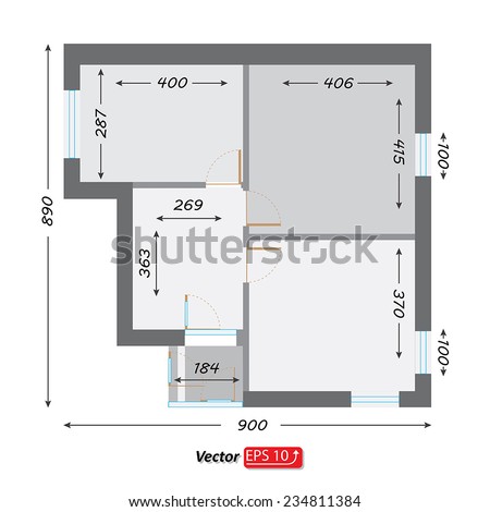 part of architectural project Ground Floor Plan Floorplan House Home Building Architecture Blueprint Layout Detailed architectural plan. EPS10 vector illustration
