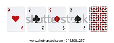 
Set of playing cards. Ace of Spades, Hearts, Diamonds and Clubs.