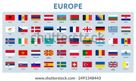 Vector flags of European countries.