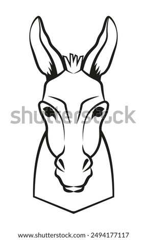 Vector contour illustration of donkey. 