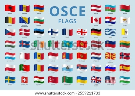 OSCE member countries. Waving flags.