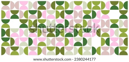 Geometric vector pattern. Background creative with geometric shapes in pink, green, simple bauhaus style, vector design for print, banner, stan decor, posters, fabric.	