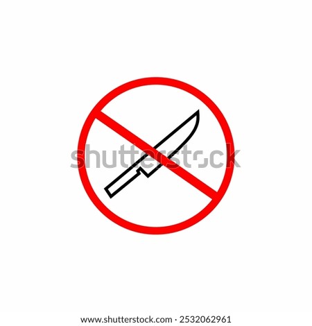 Symbol prohibiting the use of knives or sharp objects. Vector illustration isolated on white