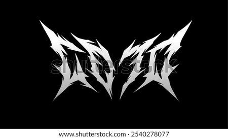 void with sharp, jagged, and abstract lettering, creating a dark, intense, and edgy aesthetic. The angular and fragmented shapes resemble metal band logos, evoking a sense of emptiness or mystery