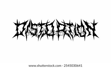 Distortion vector typography design with sharp, thorn-like edges in a dark, metal-inspired style. The intense and aggressive look suits heavy metal, horror themes, extreme branding