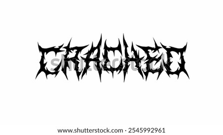 Cracked, vector logo with sharp, aggressive typography. Perfect for bands, album covers, merchandise, and dark-themed branding. Ideal for those seeking a bold, edgy design