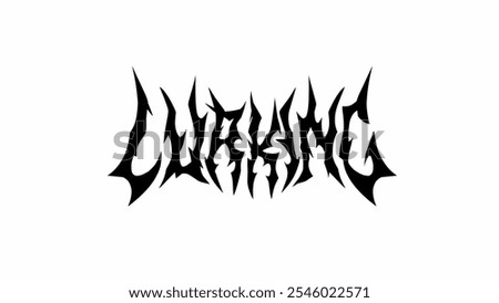 Lurking, vector logo with sharp, aggressive typography. Perfect for bands, album covers, merchandise, and dark-themed branding. Ideal for those seeking a bold, edgy design