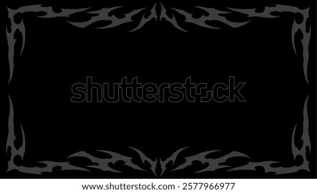 Black tribal frame vector with sharp flame-like edges, ideal for tattoo-inspired designs, music posters, and edgy branding