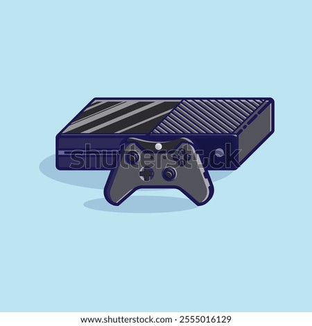 Simple game console and controller X box 1 cartoon vector illustration Collection of game console concept icon isolated