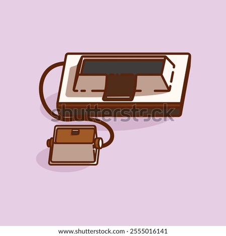 Simple game console and controller Magnavox odyssey cartoon vector illustration Collection of game console concept icon isolated