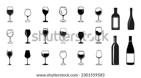 Wine glass and bottle silhouette