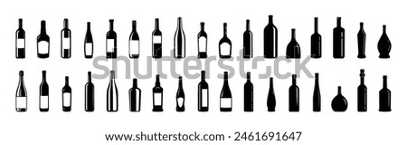 Collection of wine bottle silhouettes