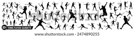 Male, female, and children's tennis players silhouettes