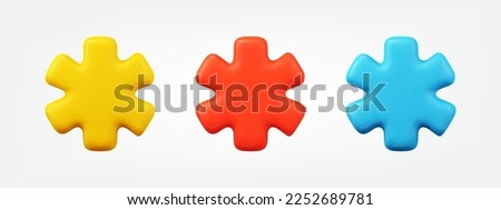Asterisk colorful 3d symbol set. realistic vector illustration. design elements collection in cartoon minimal style 
