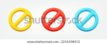 3d warning symbol. realistic prohibited sign vector icon set. illustration design elements collection in cartoon minimal style