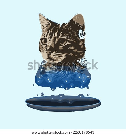 Creative pattern vector of a cat with sno cone background.