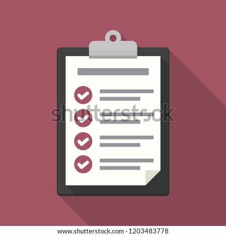 Clipboard with checklist icon. Flat illustration of clipboard with checklist.