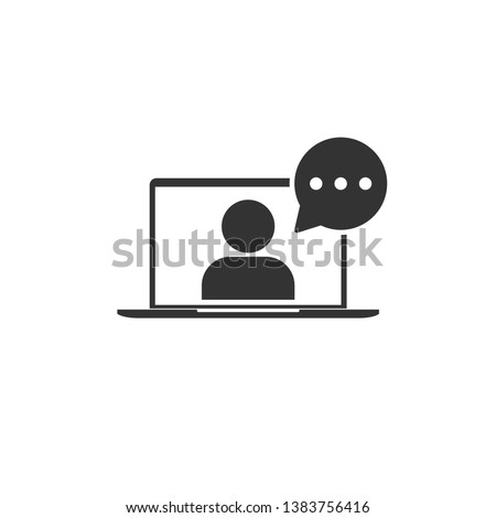 Online training in laptop icon in simple design. Vector illustration