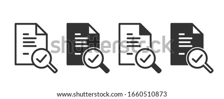 Audit icons in four different versions in a flat design