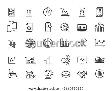 Set of linear analysis icons. Infographic icons in simple design. Vector illustration