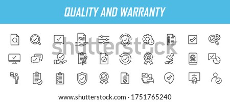 Set of linear quality icons. Guarantee icons in simple design. Vector illustration