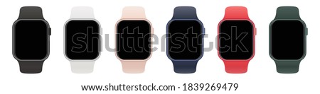 Set of smart watches with different straps with blank screen