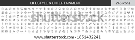 Big set of 245 Lifestyle and Entertainment icons. Thin line icons collection. Vector illustration