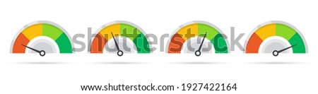 Set of colorful rating indicator icons in a flat design