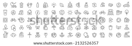 Eco and environment line icons collection. Big UI icon set. Thin outline icons pack. Vector illustration eps10
