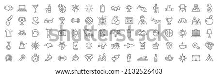 Lifestyle and entertainment line icons collection. Big UI icon set. Thin outline icons pack. Vector illustration eps10