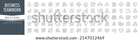 Business and teamwork line icons collection. Big UI icon set in a flat design. Thin outline icons pack. Vector illustration EPS10