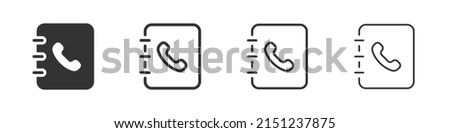 Phone book icons collection in two different styles and different stroke. Vector illustration EPS10