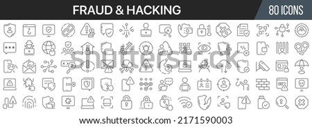 Fraud and hacking line icons collection. Big UI icon set in a flat design. Thin outline icons pack. Vector illustration EPS10