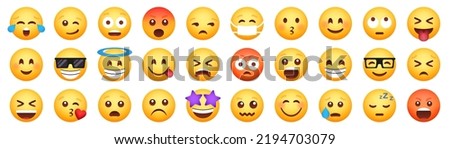 Set of emoticon smile icons. Cartoon emoji set. Vector emoticon set