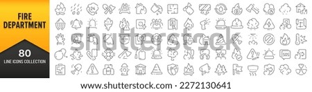 Fire department line icons collection. Big UI icon set in a flat design. Thin outline icons pack. Vector illustration EPS10